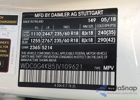 2018 Mercedes-Benz Glc 300 4Matic from USA, damaged, VIN WDC0G4KB5JV109621